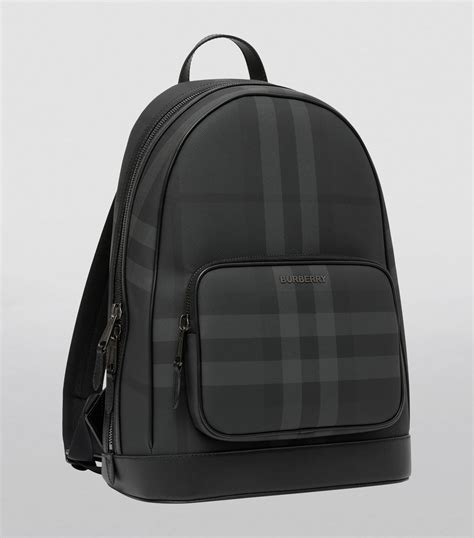 burberry check and leather backpack.